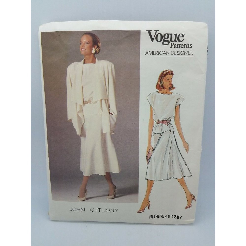 Vintage Vogue 1387 Pattern John Anthony Designer Size 12 Jacket Skirt Top CUT